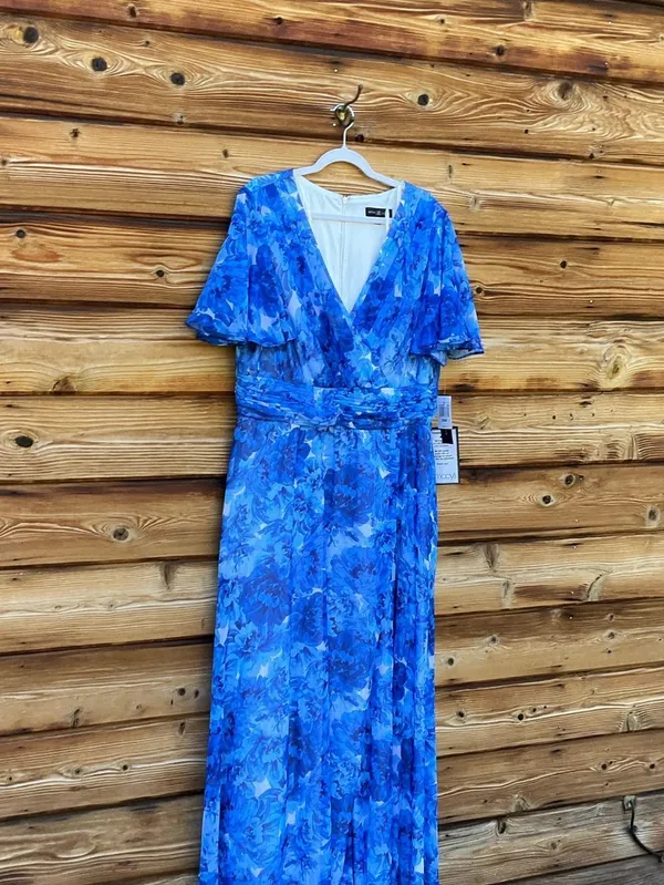 NWT Betsy & Adam Blue Plus Suze Floral Gown Size 20W 20 - Image 7