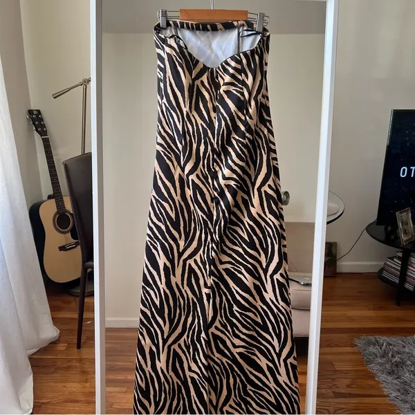 Jessica McClintock for Gunne Sax animal print maxi gown dress size S 7 CL - Image 6