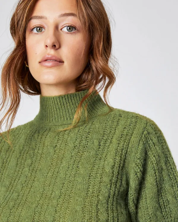 Cropped Cable Knit Sweater Vintage - Image 6
