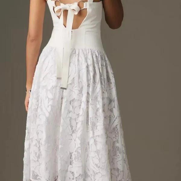Pilcro Women's White Dress Bridal Romantic Cottagecore - Image 2