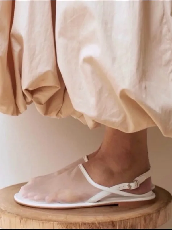 NWT Zara White Mesh Minimalist Round Toe Mules Flats Size 36 US 6 - Image 6