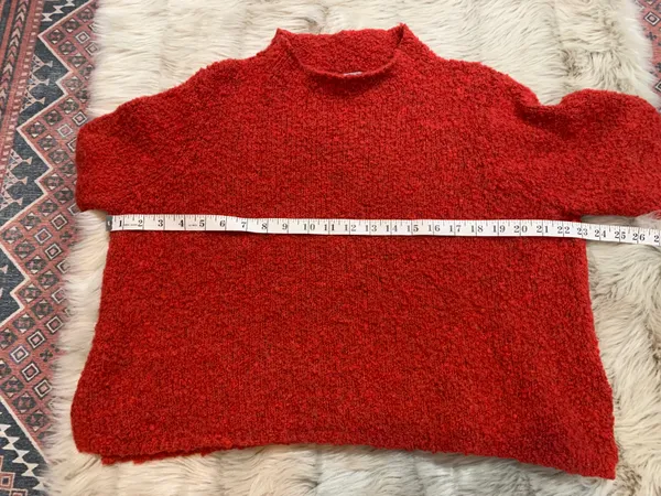 Aerie Red Boucle Mock Neck Sweater Size Large - Image 7