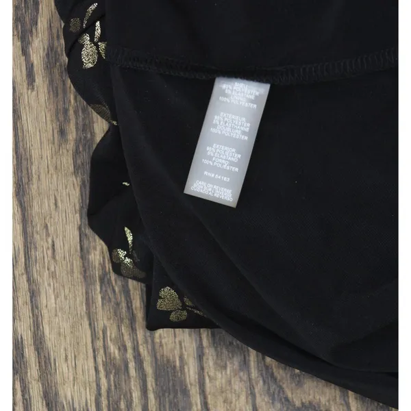 NWT Tommy Hilfiger Long Sleeve Ruched Waist Fit Flare Dress Black / Gold 8 - Image 10