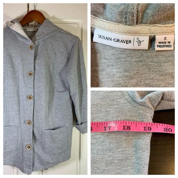 Susan Graver Hoodie Sweatshirt Jacket Womens Small Cozy Pockets‎ Basic Cabincore - Image 2