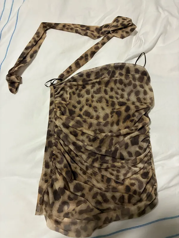 Zara leopard tube top with neck scarf - Image 2