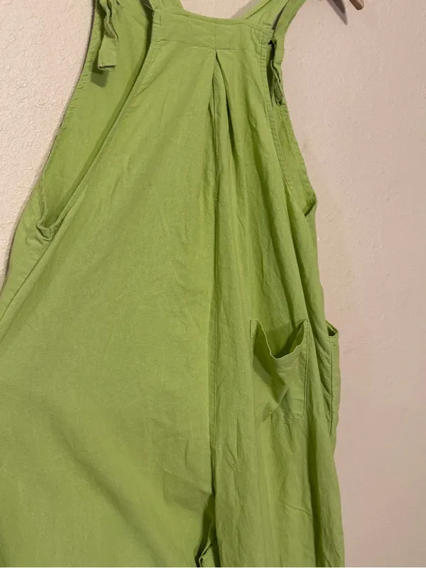 BiBi Sleeveless Linen Cotton Pockets Loose Wide Leg Jumpsuit Size Large - Image 7