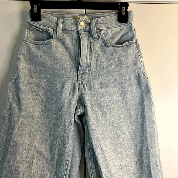 Madewell the perfect vintage wide-leg crop jeans light blue size 24 - Image 3