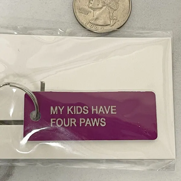 About Face "My Kids Have Four Paws" Purple Keychain Pet Parent ✨ - Image 4