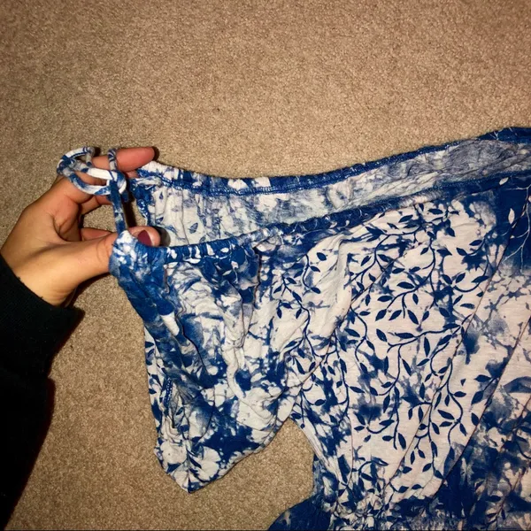 free people blue flowy shirt - Image 2