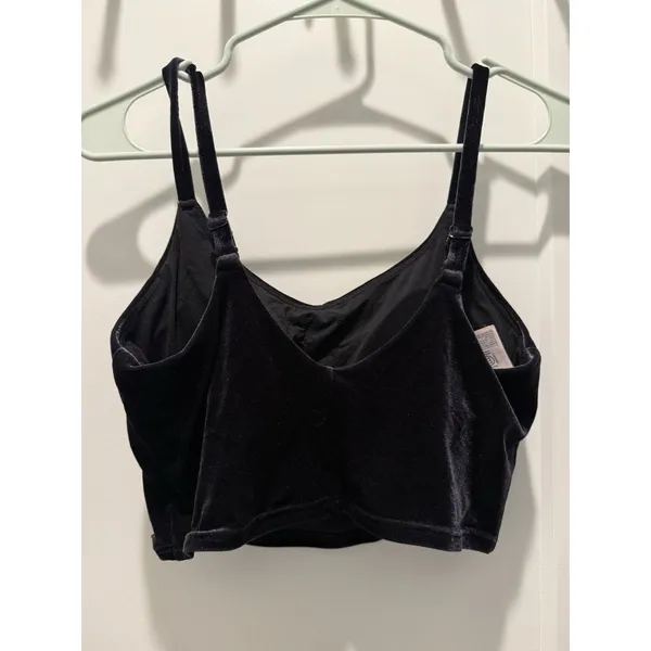 Women’s Athleta Elation V-Neck Velvet Crop Top Cup A-C In Black Size S Small - Image 5