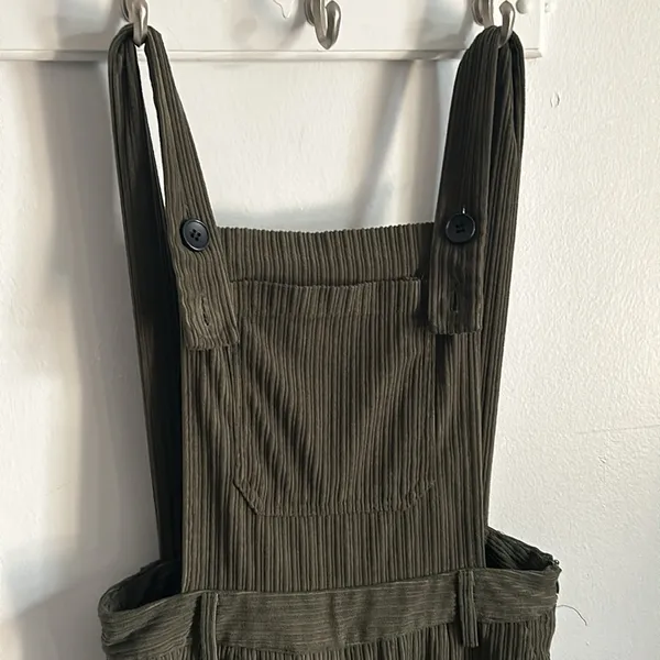 Cider Corduroy Adjustable Button Strap Casual Relaxed Backless Overalls - Image 3