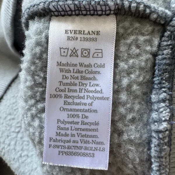 Everlane Sweatshirt ReNew Fleece Raglan Long Sleeve Crewneck Smoke Light Blue M - Image 10