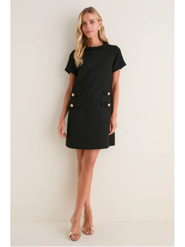 Tuckernuck Black Tweed Braided Jackie Mini Dress S Business Career Prep Academia - Image 7