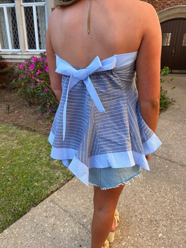 Strapless Summer Top Blue - Image 2