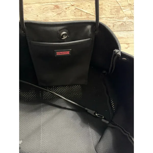 Haute Shore Greyson Neoprene Tote Bag Stripe Black Shoulder - Image 7