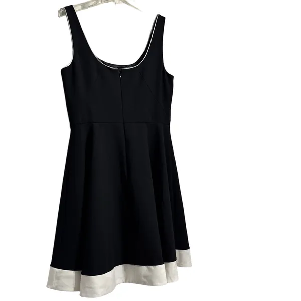 White House Black Market Black and White Mini Dress - Image 5