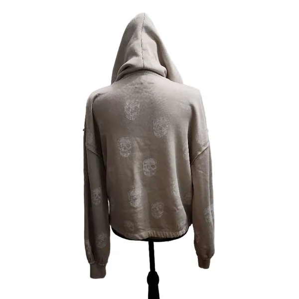 Vintage Havana‎ Hoodie Womens Size Small Beige VH9105 Skull Pattern Streetwear Cozy - Image 5