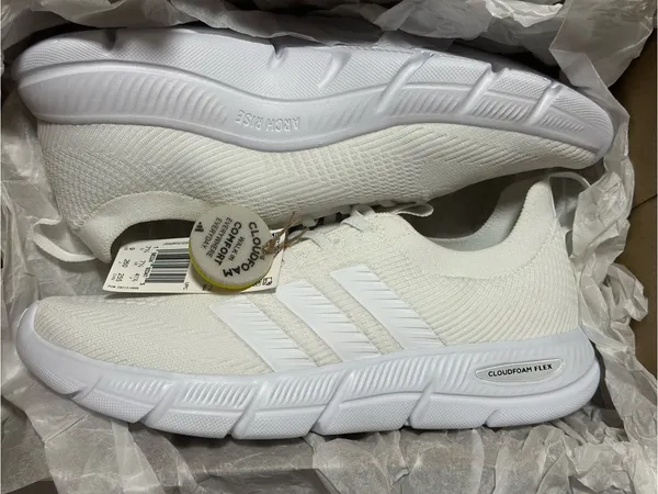 adidas Women’s White Knit Athletic Sneakers - Cloudfoam Flex - Image 9