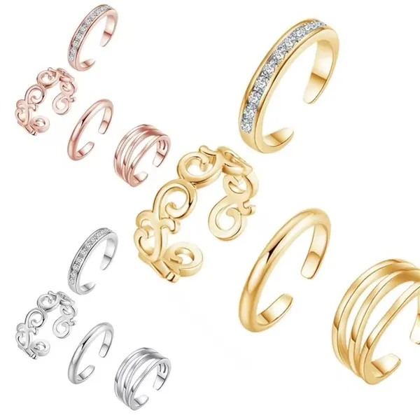 NEW White Gold Filled Adjustable Toe Pinky Midi Finger Simulated‎ Diamond Ring - Image 7