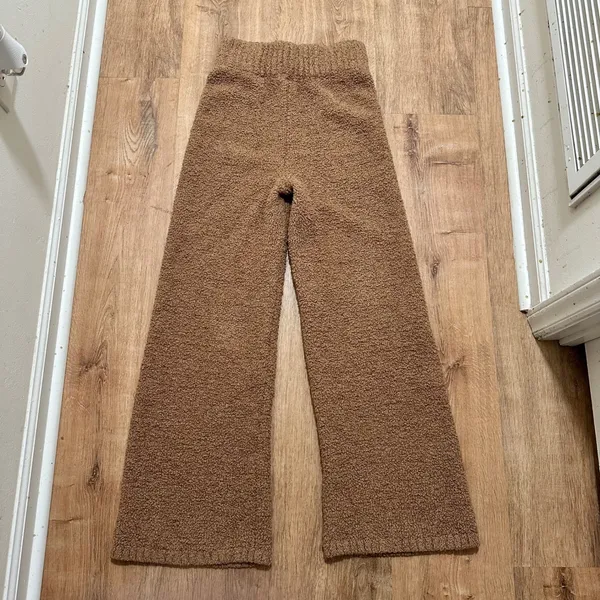 SKIMS | Woman's Teddy Camel Brown Boucle Knit High Waisted Wide Leg Pants,‎ S/M - Image 2