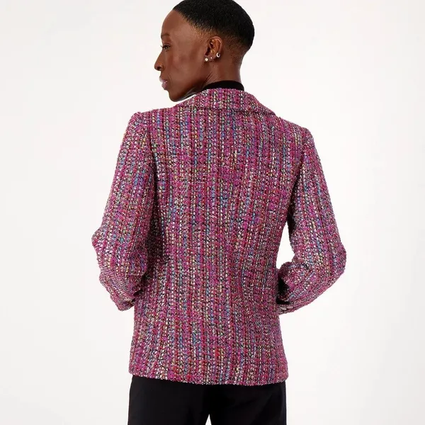 NWT Dennis Basso Womens Plus Size 24W Fuschia Multicolor Tweed Blazer Jacket NEW - Image 2