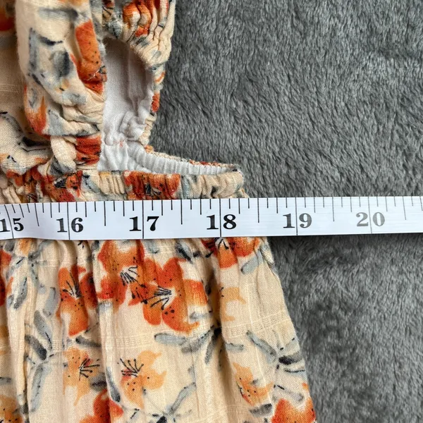 MINKPINK Zahari Summer Dress Women’s S Orange Mini Ruffle Floral Bohemian Beach - Image 9