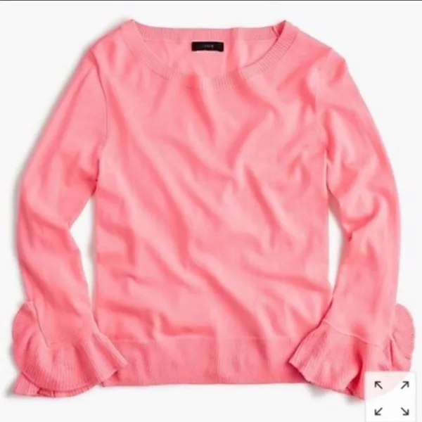 J. Crew merino‎ wool with ruffle sleeve sweater - Image 2