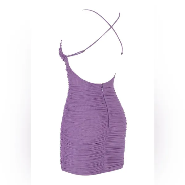 Mistress Rocks 'NIGHTSHADE' Lilac Ruched‎ Mesh Dress - Image 8