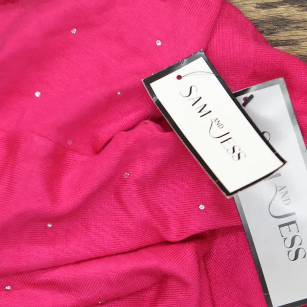 NWT Sam & Jess Short-Sleeve Embellished Sweater TA93148768AS Electric Pink M - Image 7