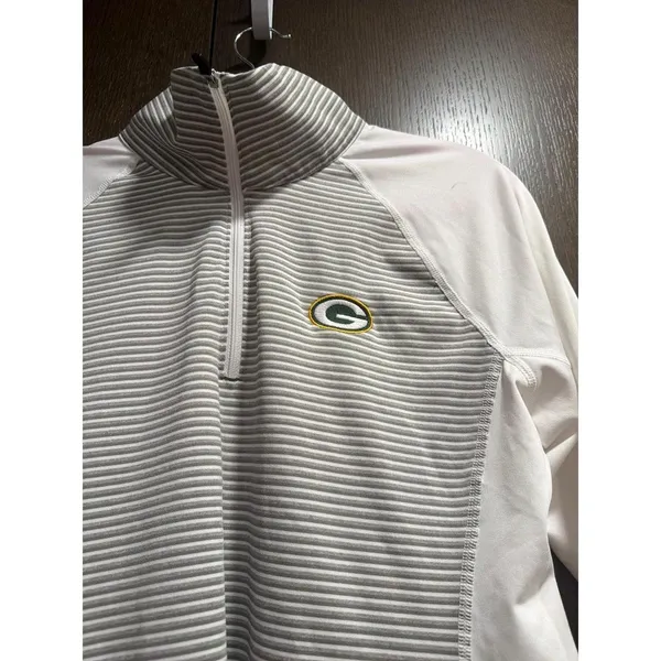 Green Bay Packers Cutter & Buck Women's Forge Tonal Stripe Half-Zip Pullover S - Image 2