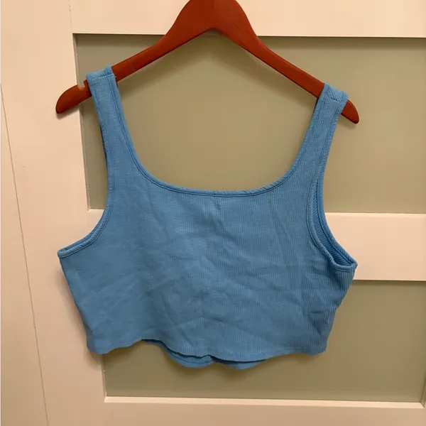 Aerie Blue Ribbed Tank Top Size XXL - Image 3