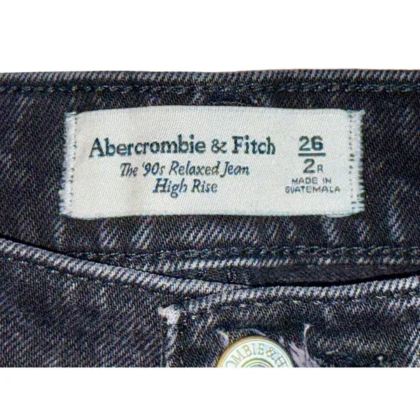 Abercrombie & Fitch The '90s Relaxed Jean High Rise Black Denim Jeans Size 26 2 - Image 3