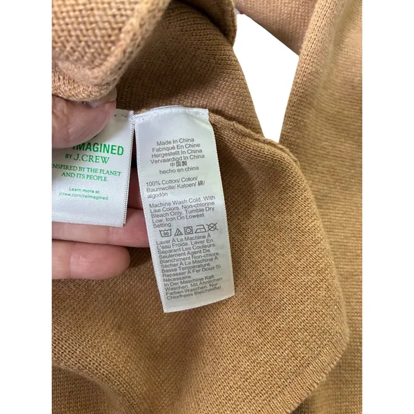 Crew Camel Cotton Sweater Blazer Patch Pockets Women's M Tan Size M - Image 6