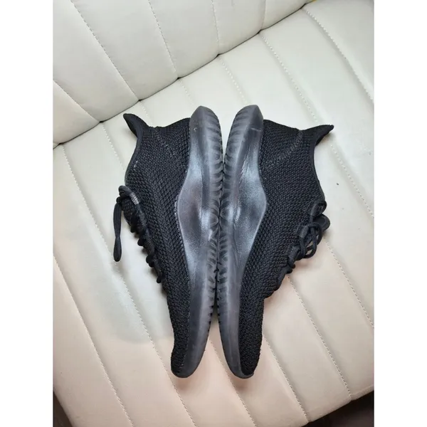 adidas Black Knit Low-Top Sneakers with Pink Trefoil - Image 2