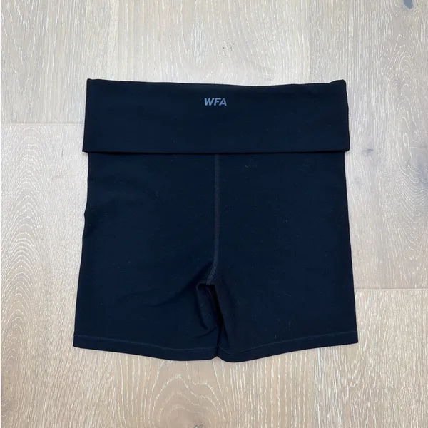 White Fox Active Foldover Waist Bike Shorts Size XXS Black - Image 2