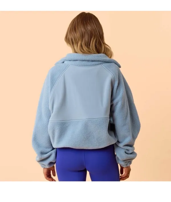 NWT! Blogilates Women's Bonfire Fleece Full Zip Jacket - Light Blue Size XS - Image 9