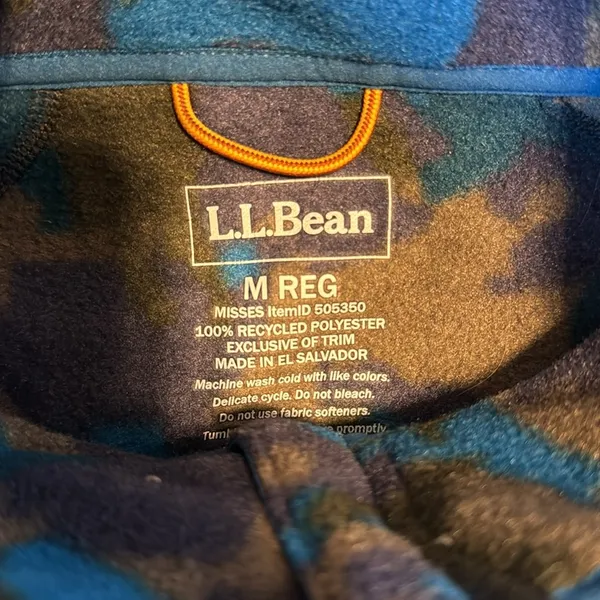 L.L. Bean blue mountain classic camo fleece quarter zip sweater size medium reg - Image 6