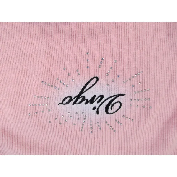 Limited Too Virgo Crop Top Baby Tee NWT Small Pink Zodiac Rhinestone Ringer - Image 4