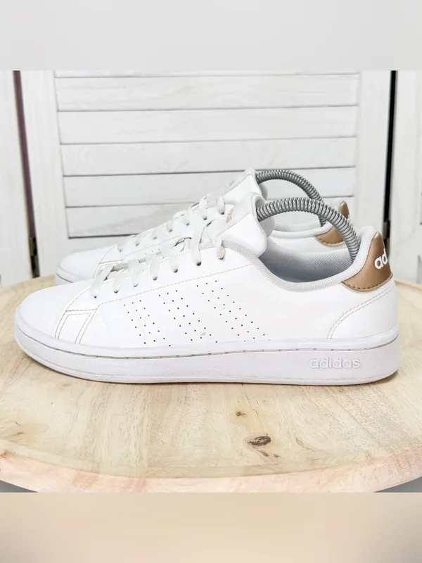 Adidas Advantage Low Top Sneakers White Copper Women 8.5 Leather Preppy Retro - Image 3
