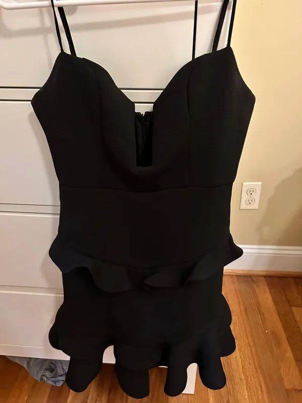 Black Ruffle Mini Dress - Image 2