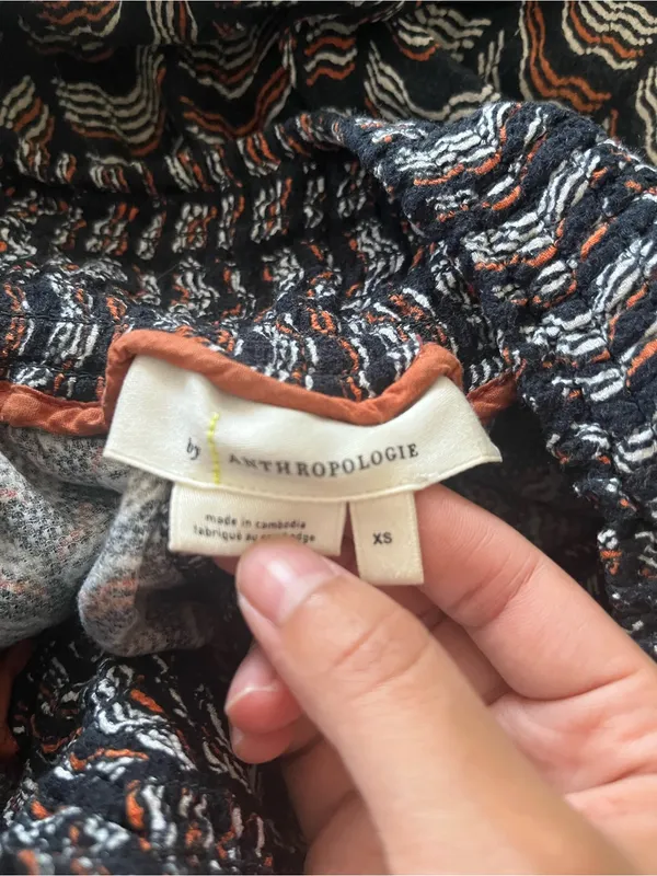 Anthropologie Black Orange Printed Harem Jogger Pants XS Smock Waist Travel - Image 7