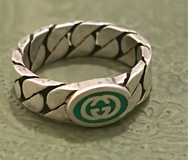 Gucci Sterling Silver Interlocking Curb Chain Ring - Image 6