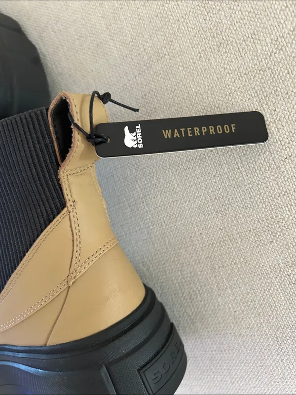 Sorel Caribou x Chelsea Waterproof Boots, Tan/Black, Size 8.5, NWT no box - Image 11