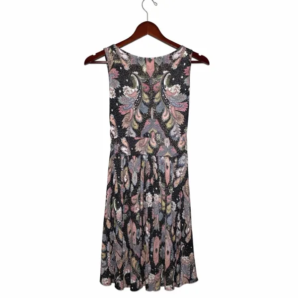 Maeve Anthropologie Womens Leslie Midi Paisley Faux Wrap V-Neck Dress Black S - Image 6