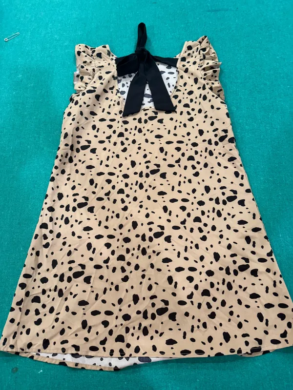 animal print dress with bow Tan - Image 2