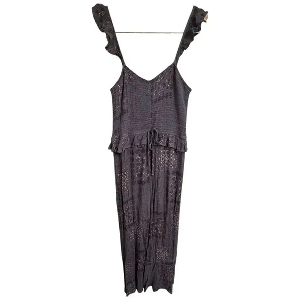 Blue B Purple Blue Paisley Boho Wide Leg Jumpsuit Romper Large - Image 2