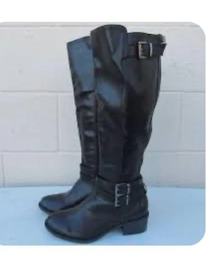 Madden girl Warner's fall neutral black buckle ridding boots zippered size 6 - Image 3
