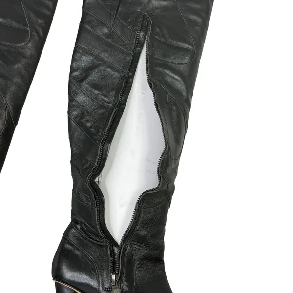 Velvet Angels OTK Leather Platform Boots High Heel Black‎ Women's EU 37 US 7 - Image 11