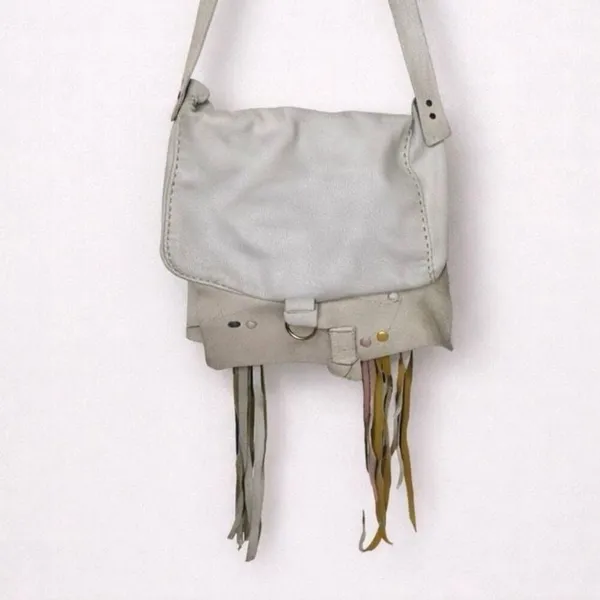Village Tannery NYC Patchwork Leather Fringe Messenger Bag | Boho Crossbody Arti - Image 2