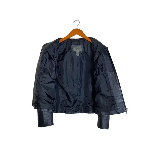 Vintage 90s Y2K Women's Black Genuine Leather Zip Front Biker Jacket - Image 3